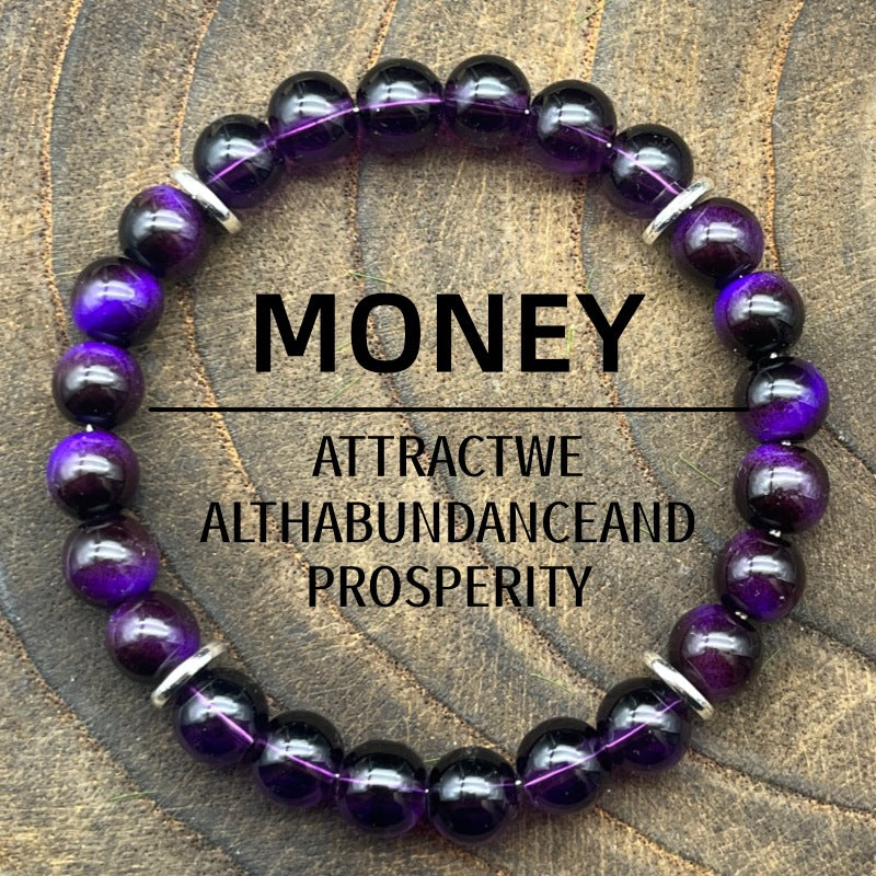 Xi Purple Glass Lake Blue Tiger Eye Combination Bracelets