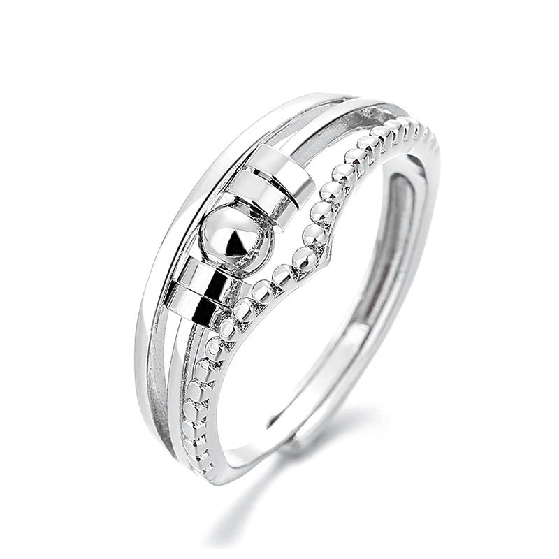 Women's Sier Anxiety Three-ring Smart Index Finger Rotating Ring