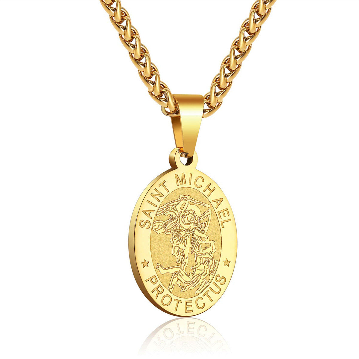 Women's & Men's Double-sided Portrait Medal Cross Stainless Steel Necklaces