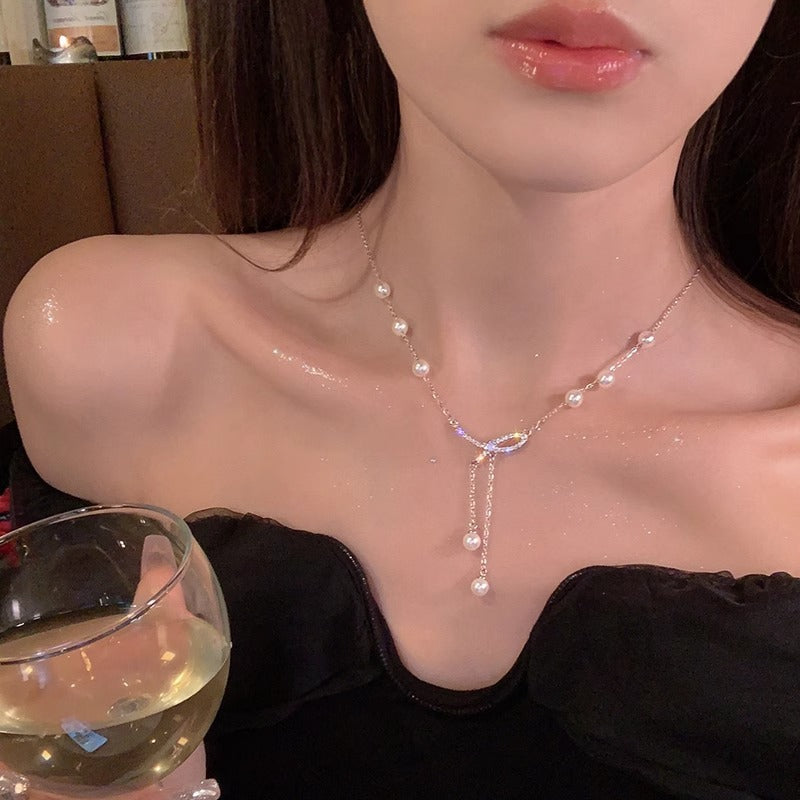 Women's Style Sweet Pearl Bow Fashion Simple Niche Necklaces