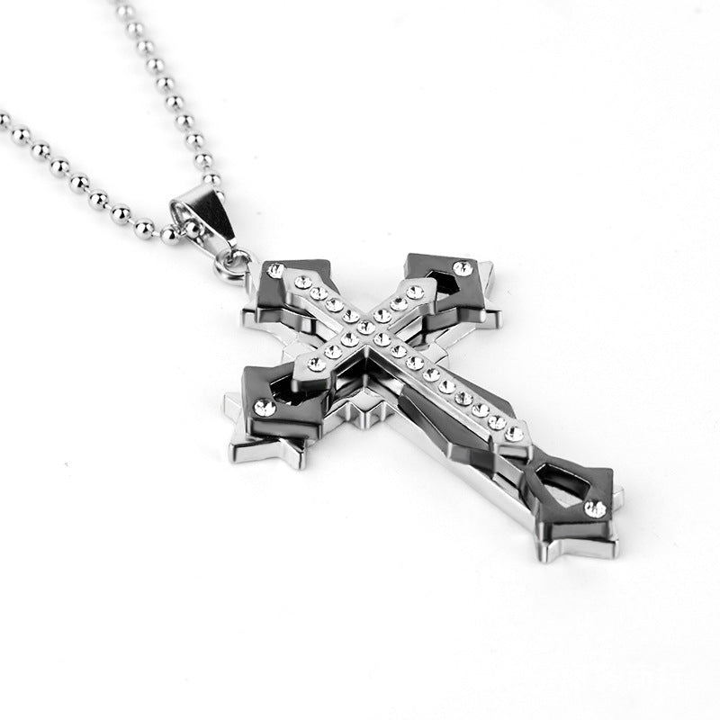 Men's Metal Cross Frame Chain Jewelry Pattern Necklaces