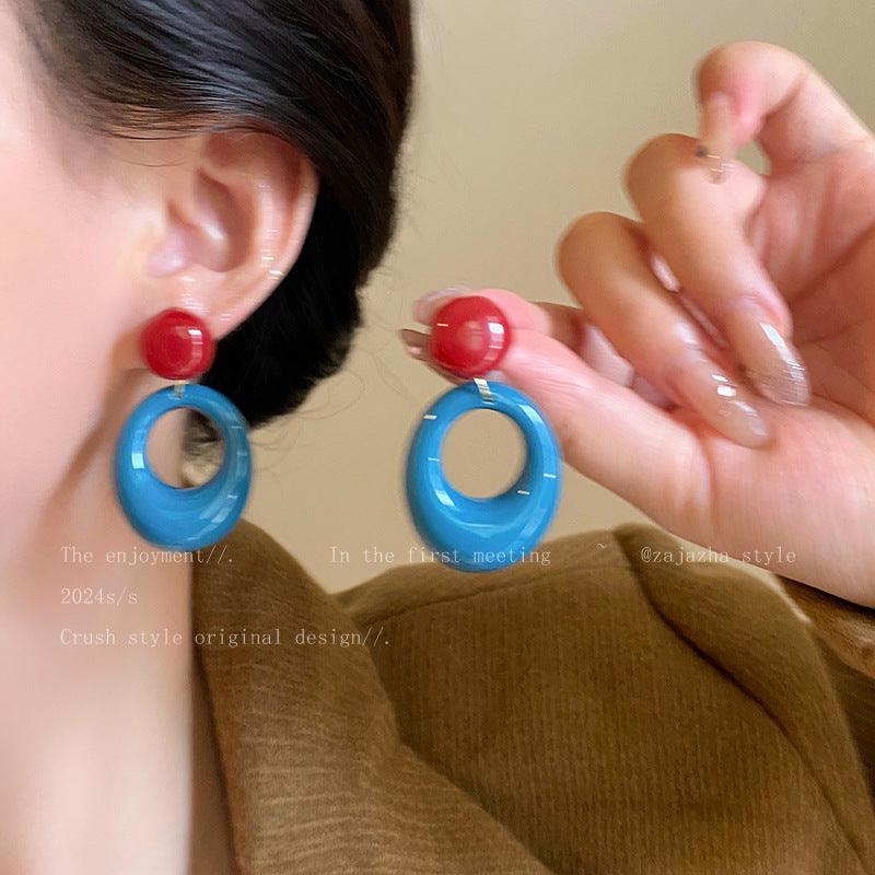 Women's Summer Cold Blue Flower For Seaside Vacation Style Niche Stud Earrings