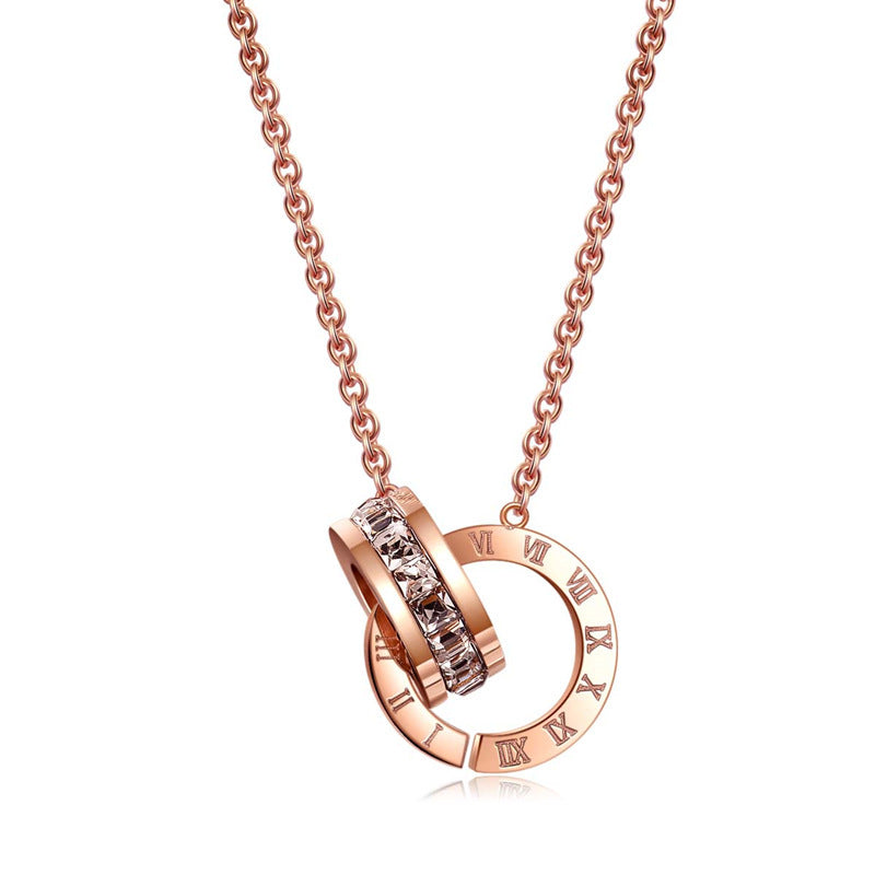 Women's Buckle Roman Diamond Titanium Steel Geometric Personalized Clavicle Rings