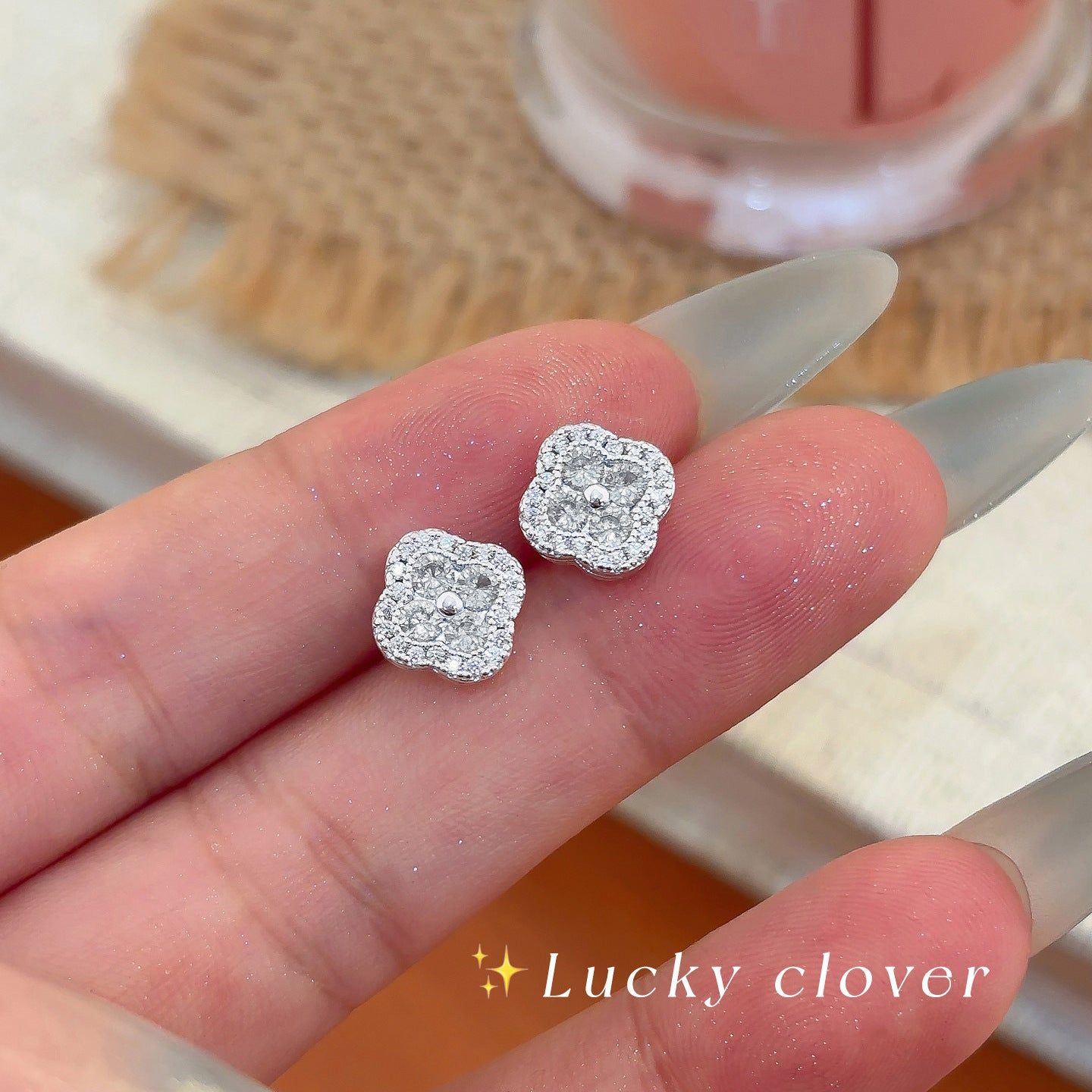 Four Leaf Clover Ear Light Luxury Temperament Versatile Stud Earrings