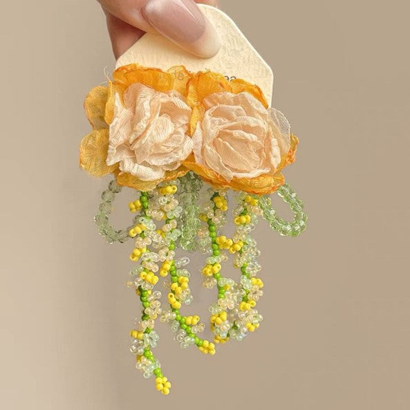 Seaside Holiday Yellow Tassel Flowers Female Earrings