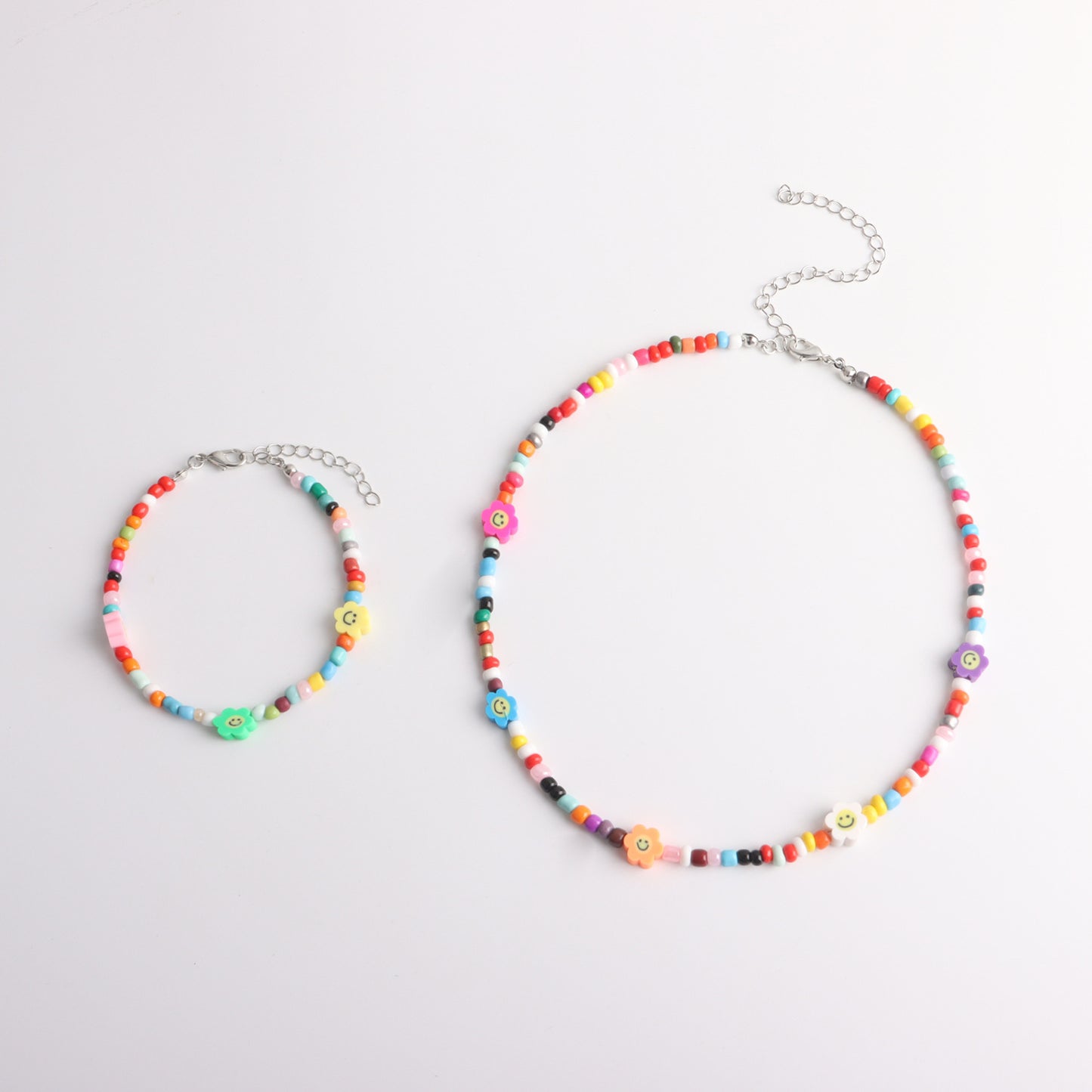 Women's Resin Polymer Clay Smiley Face Bead Fashion Color Necklace