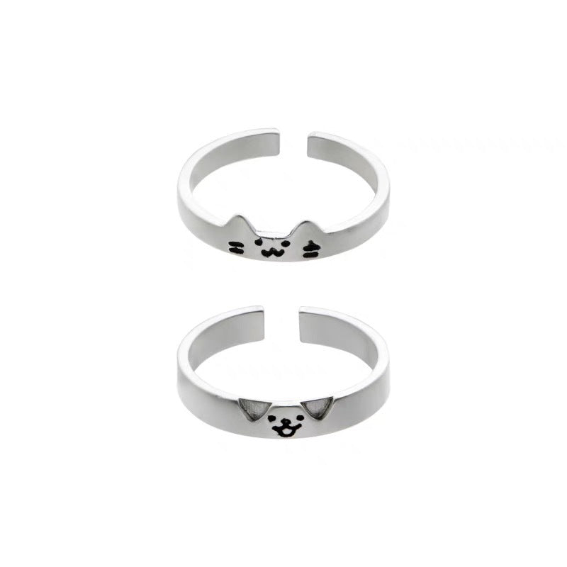 Puppy Couple Superimposed Cute For Girlfriend Rings