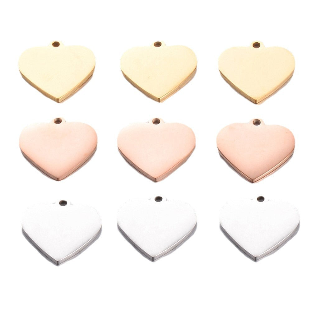 Steel Cut Heart-shaped Peach Heart Tag Pendants