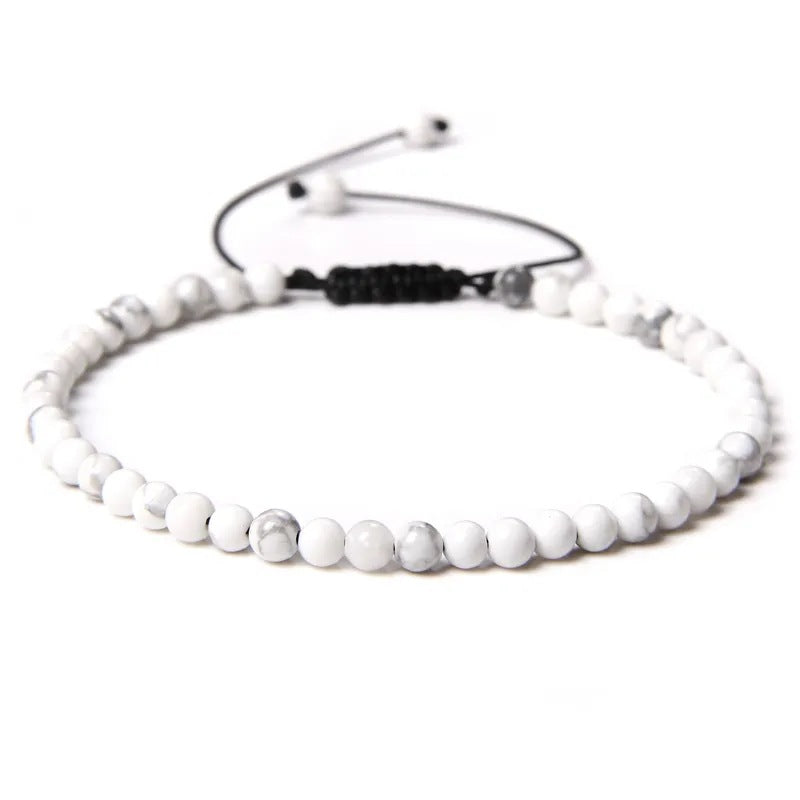 Agate Stone Braided Adjustable Gemstone Beads Bracelet