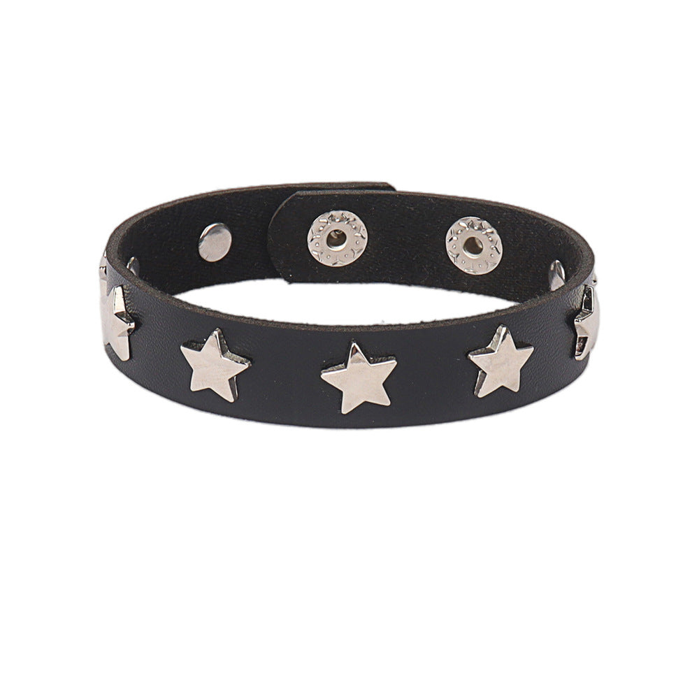 Punk Rivet Leather Personality Simple Brace Bracelet