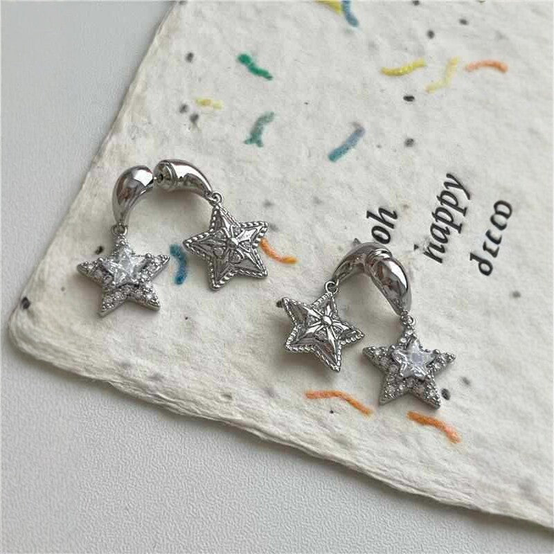 Women's Sense Graceful Fashionable Personalized Five-pointed Star Ear Earrings