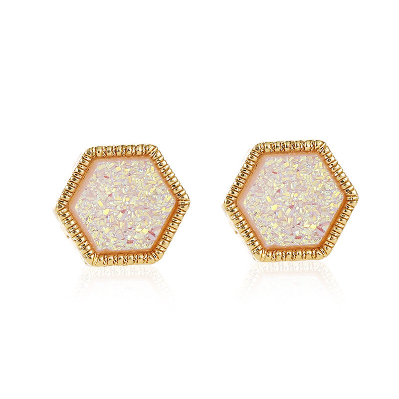 Women's Korean Starry Frosted For Fashion Hexagon Stud Earrings