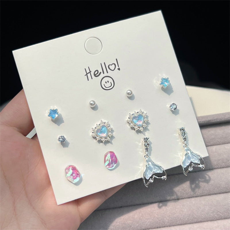 Bow Tie Earings Set Combination Pearl Earrings