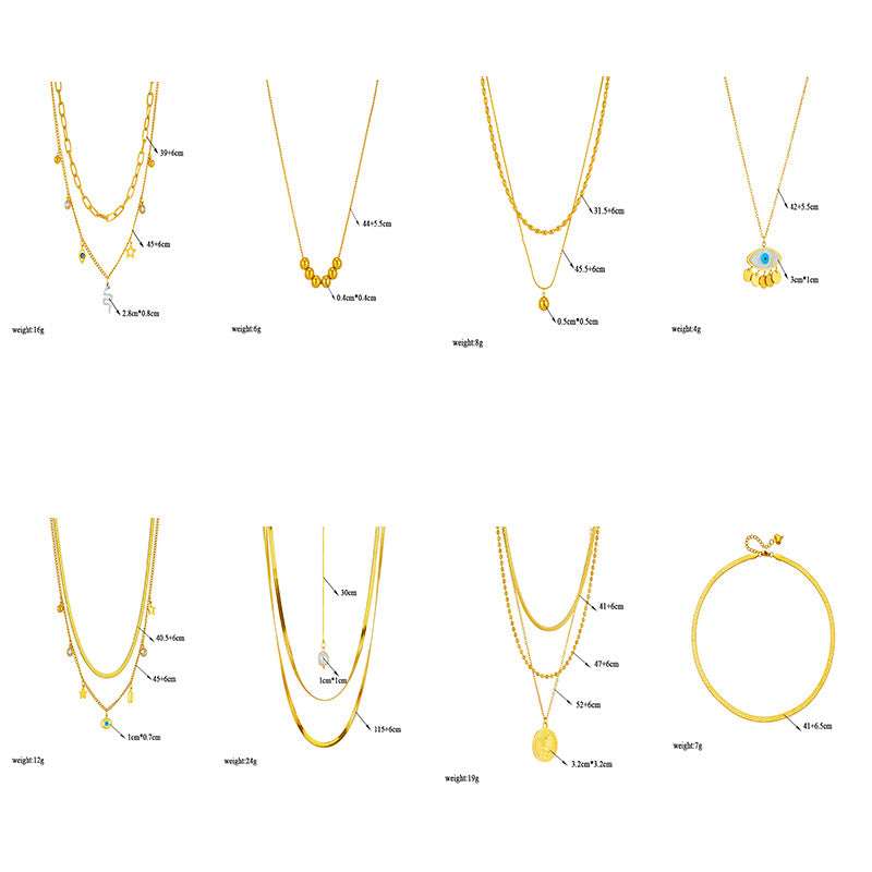 Fashion Simple Design Metallic Titanium Steel Ornaments Clavicle Necklaces