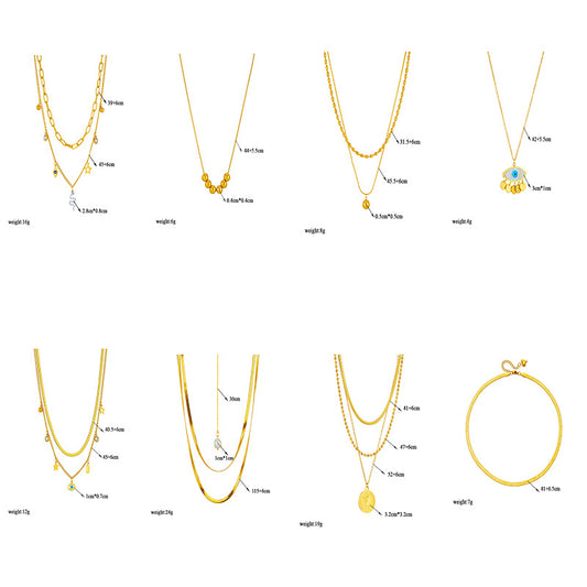 Fashion Simple Design Metallic Titanium Steel Ornaments Clavicle Necklaces