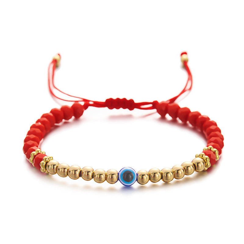 Blue Eyes Red Bead Beaded Weave Bracelets