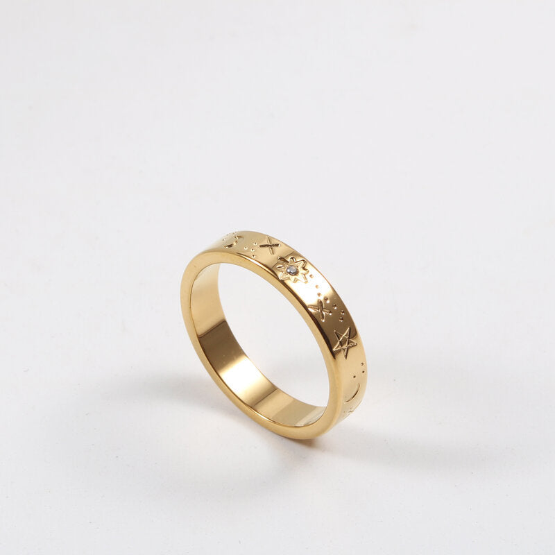 Moon Vast Universe Titanium Steel Electroplating Rings