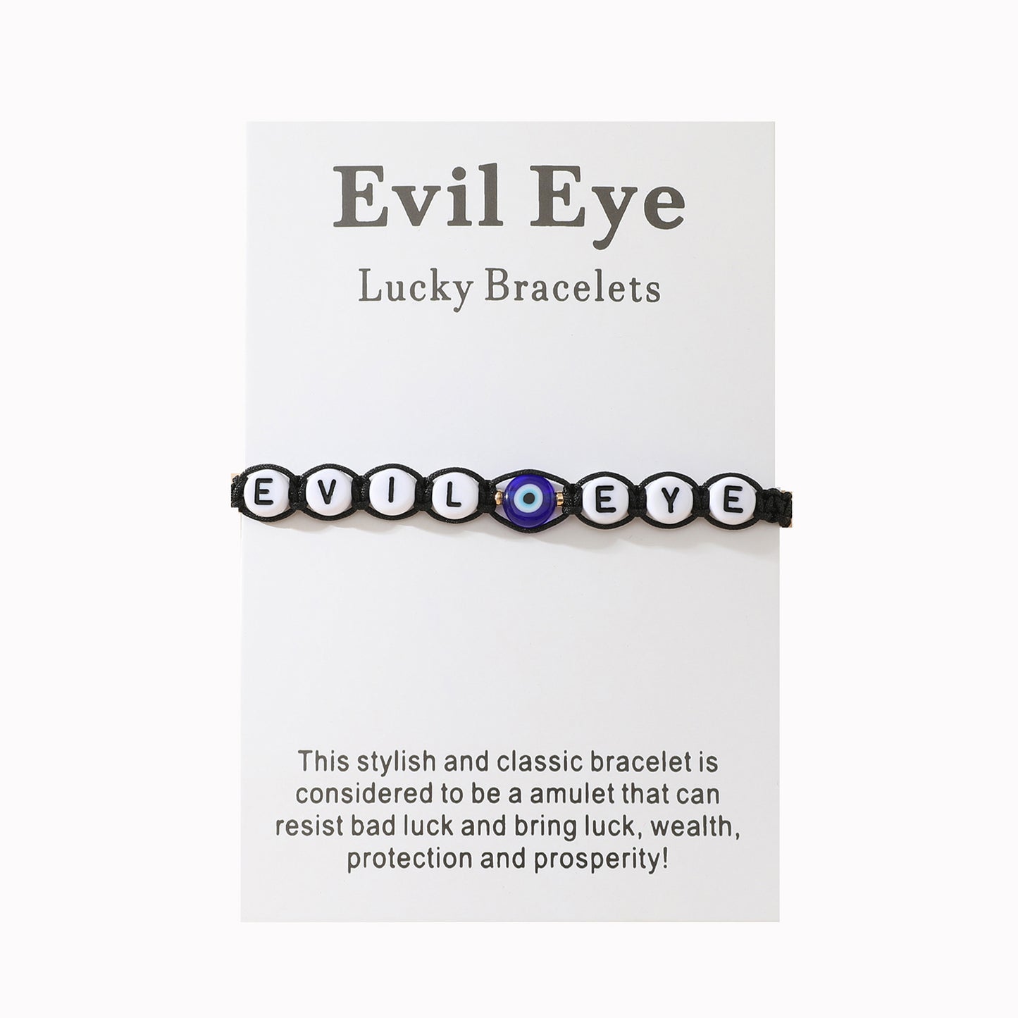 Personality Glass Devil Eye Letter Beaded Flat Bracelets