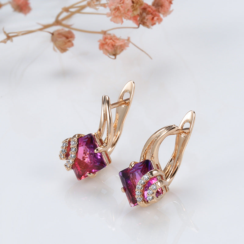 Women's Fashion Zircon Creative Popular Rose Gold Square Rings