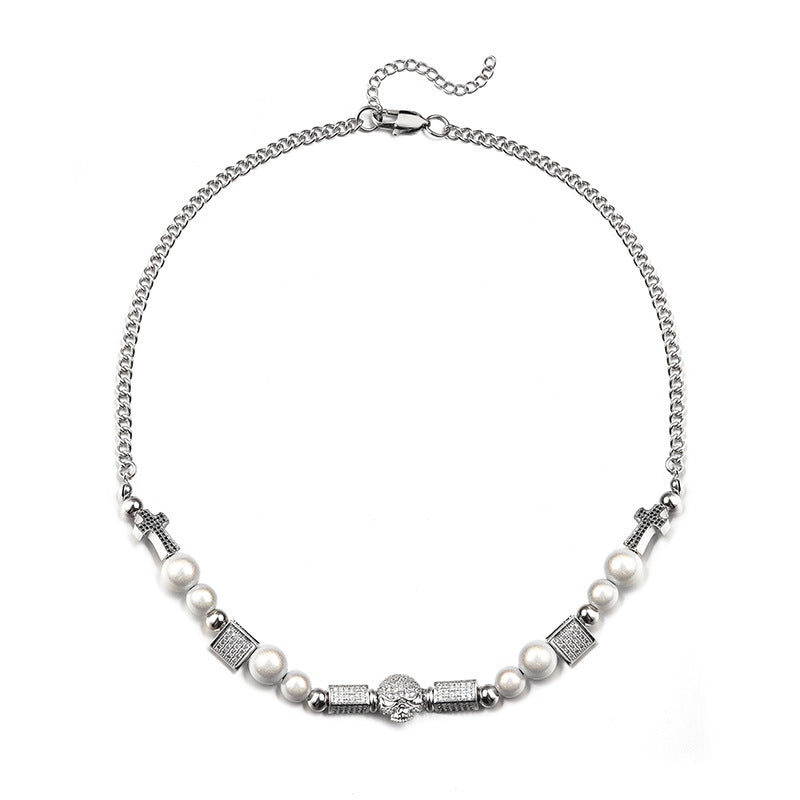 Men's Steel Pearl Trendy Hip Hop Stainless Necklaces