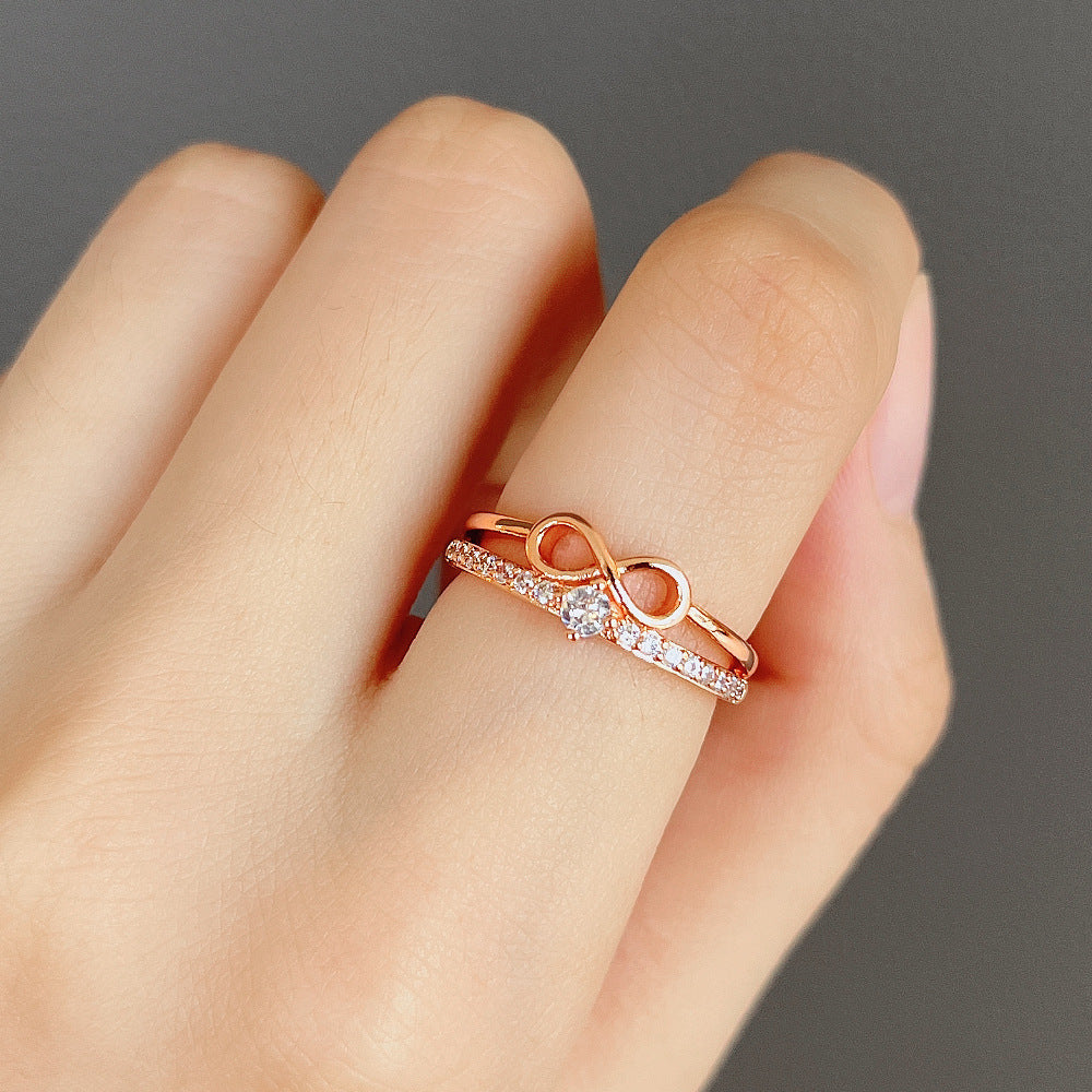 Women's Style Digital Unlimited Rose Gold Plated Engagement Ring