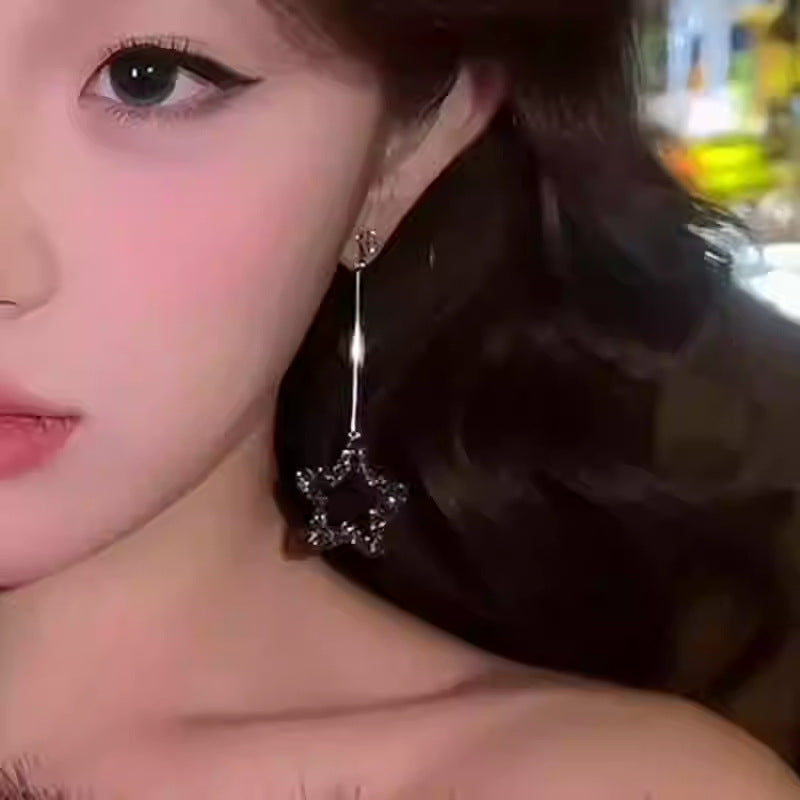 Women's Shiny Star Long Affordable Luxury Fashion Temperamental Simple Style Niche Earrings