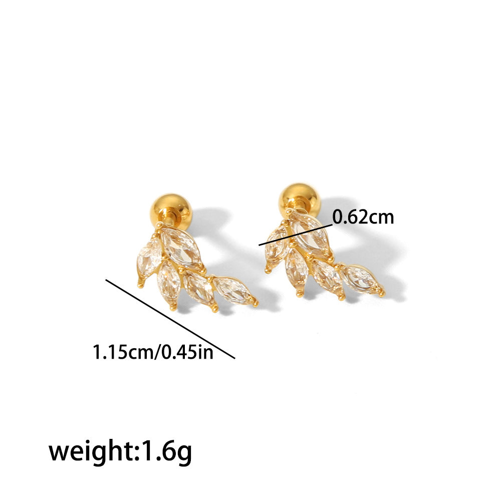 Steel Puncture Ear Bone Gold Light Luxury Design Earrings