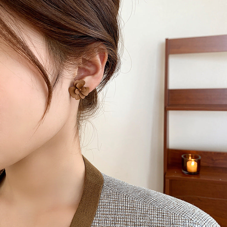 Women's Design Flower For Retro Coffee Color Earrings