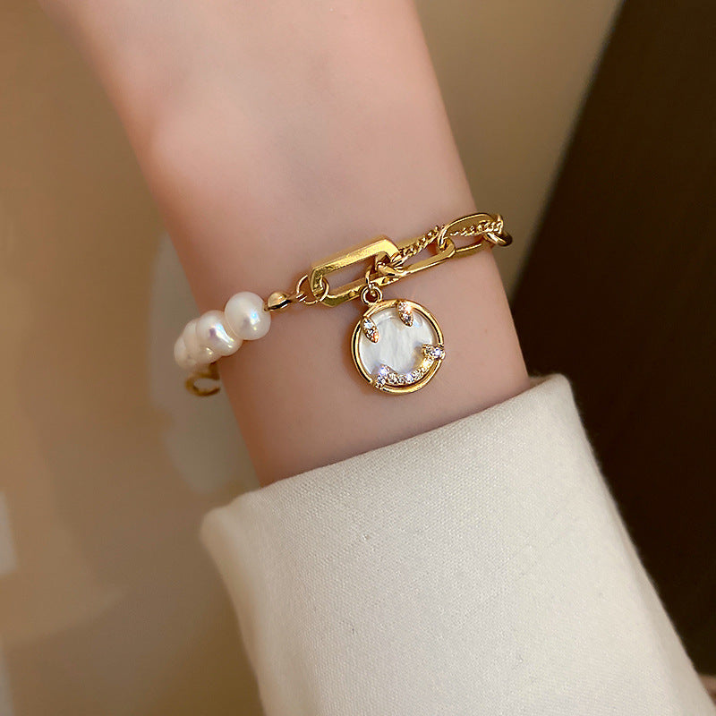 French Retro Smiley Face Bamboo Artificial Jade Personality Trendy Light Bracelets