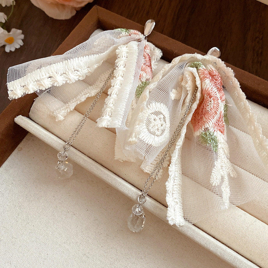 Women's Needle Flower Drop Tassel Sweet Fresh Elegant Earrings