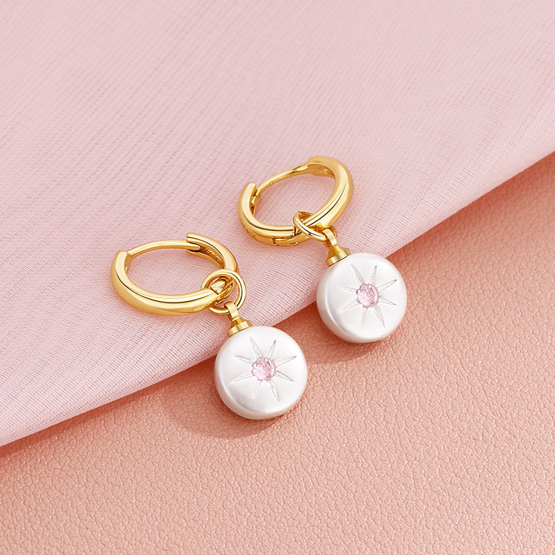 Women's Button Pearl Carved Fashionable Elegant White Rings