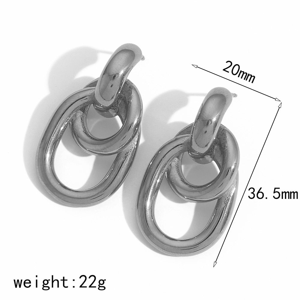 Circle Titanium Steel Female Fashion Ear Earrings