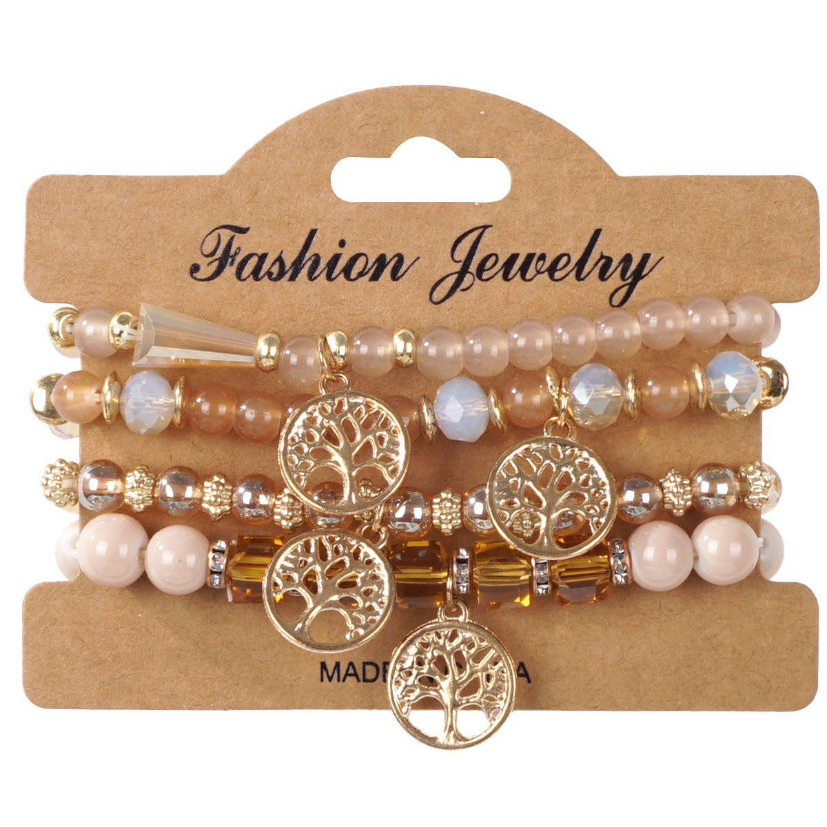 Bohemian Style String Beads Twin Four Bracelets