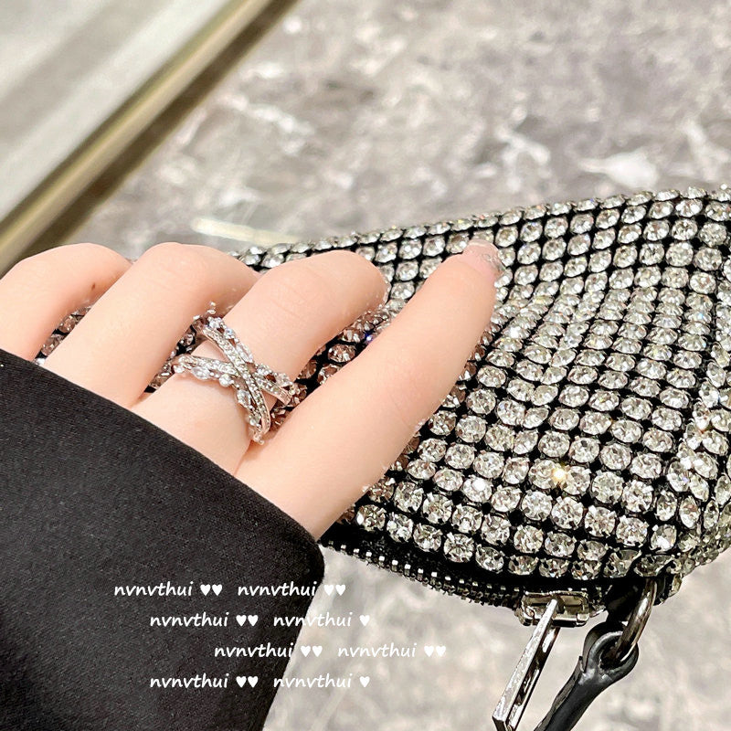 Bright Star Design White Gold Plated Zircon Starry Open Rings