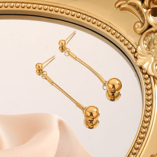Women's French Fashion Exaggerated Personalized Geometric Simple Metal Ball Earrings