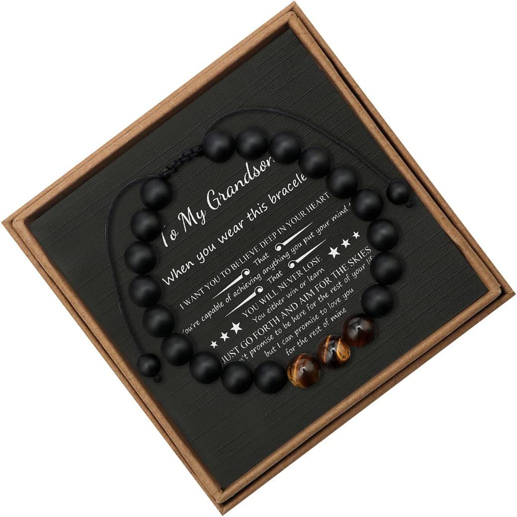 Men's Stone Tiger Eye Woven Adjustable Beaded Bracelet