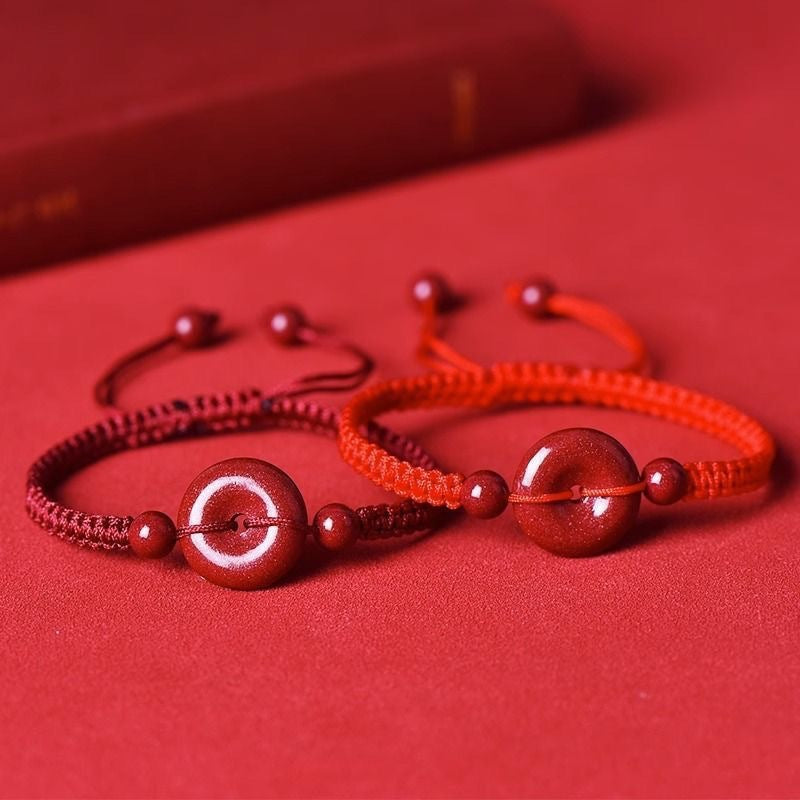 Women's & Men's Cinnabar Red Rope Purple Gold Sand Bracelet