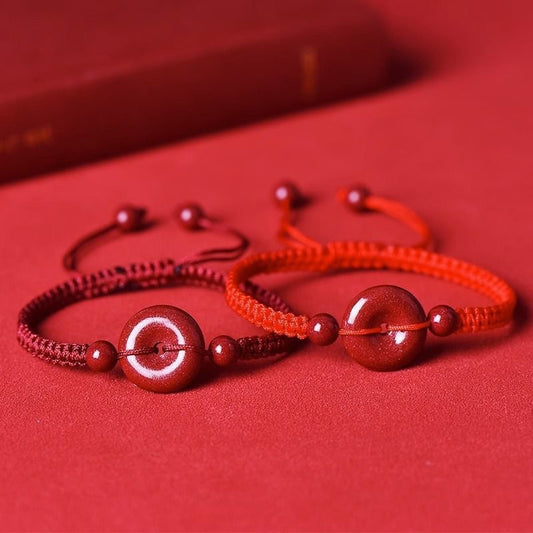 Women's & Men's Cinnabar Red Rope Purple Gold Sand Bracelet
