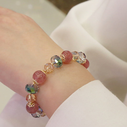 Women's Light Luxury Glass Imitation Strawberry Quartz Bracelets