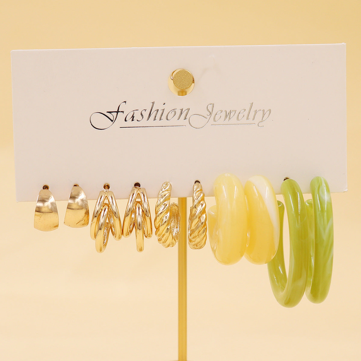 Women's Color Resin Leopard Print Pairs Retro Fashion Earrings