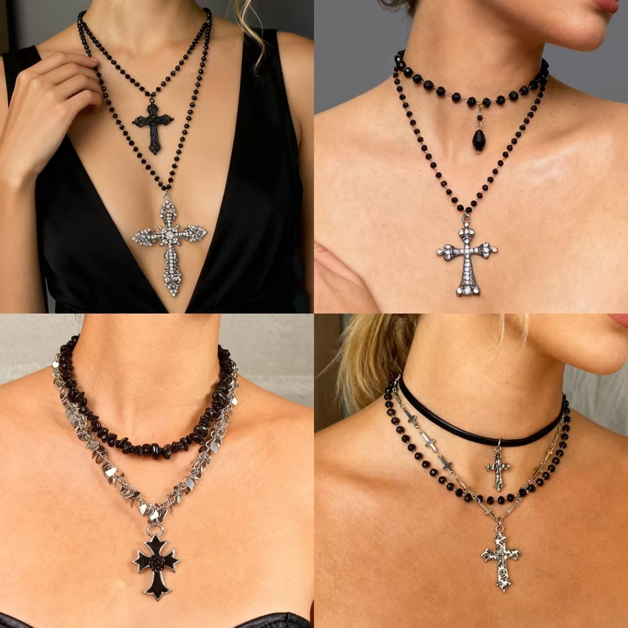 Style Twin Cross Neck Niche Personality Necklace