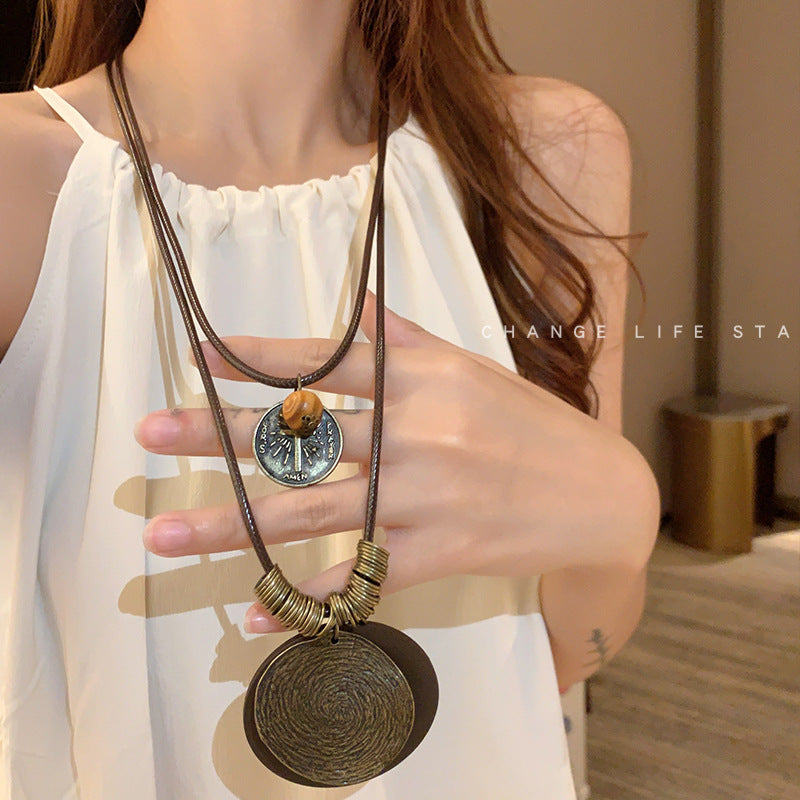 Style Mori Artistic Retro Ethnic Feather Necklaces