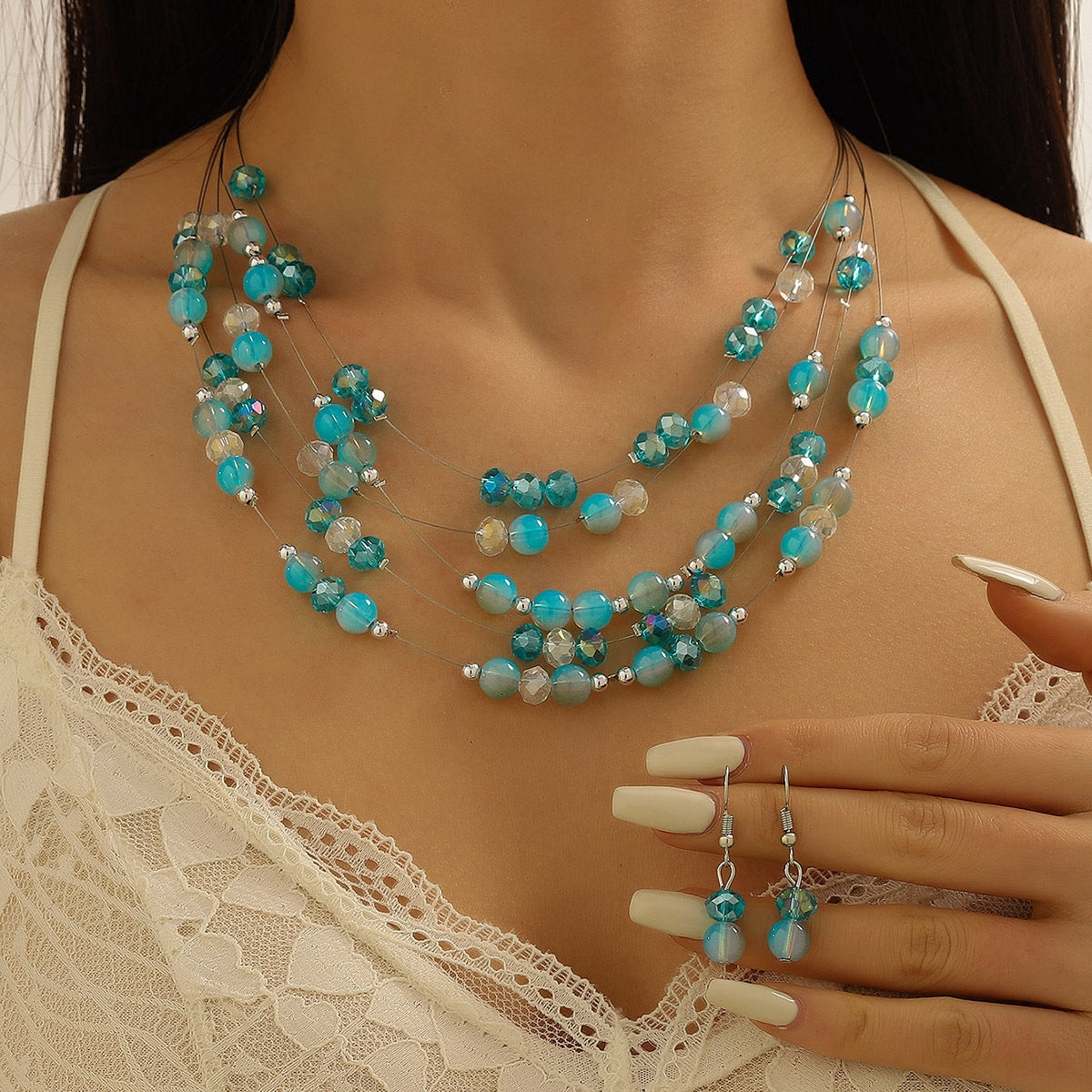 Colorful Beaded Turquoise Fashion Elegant High-grade Jewelry Set