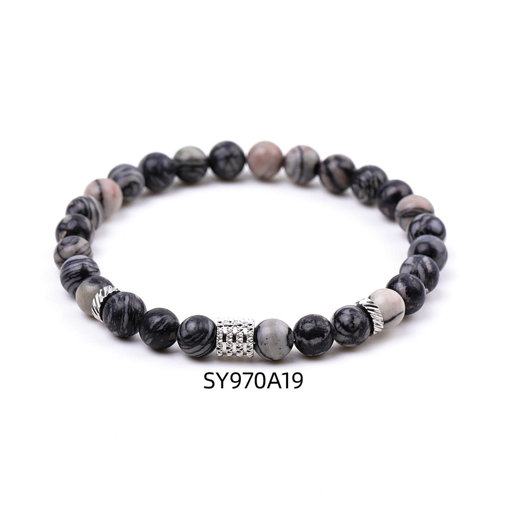 Stainless Steel Frosted Indian Agate Tigereye Striped Bracelets