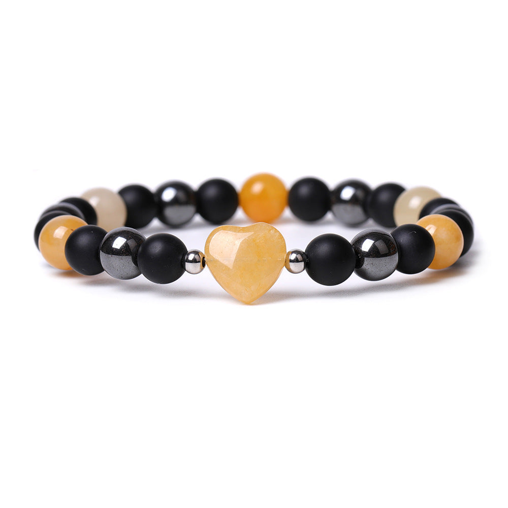 Tigereye Hand-cut Peach Heart Couple Agate Old Topaz Bracelet