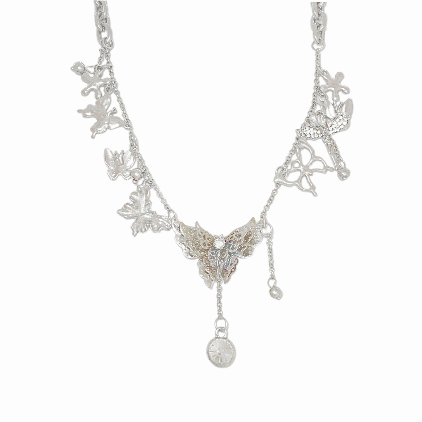 Cool Hot Style Double Layer Butterfly Tassel Light Luxury High Necklaces