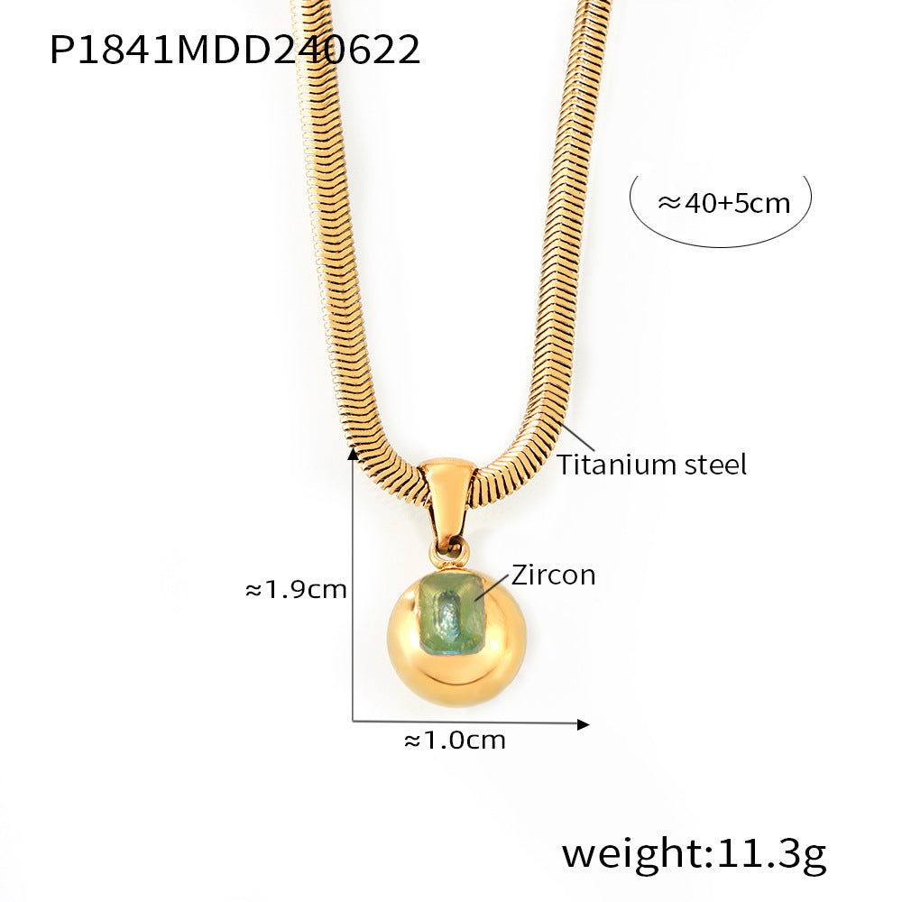 Zircon Titanium Steel Gold Plated Geometric Necklace