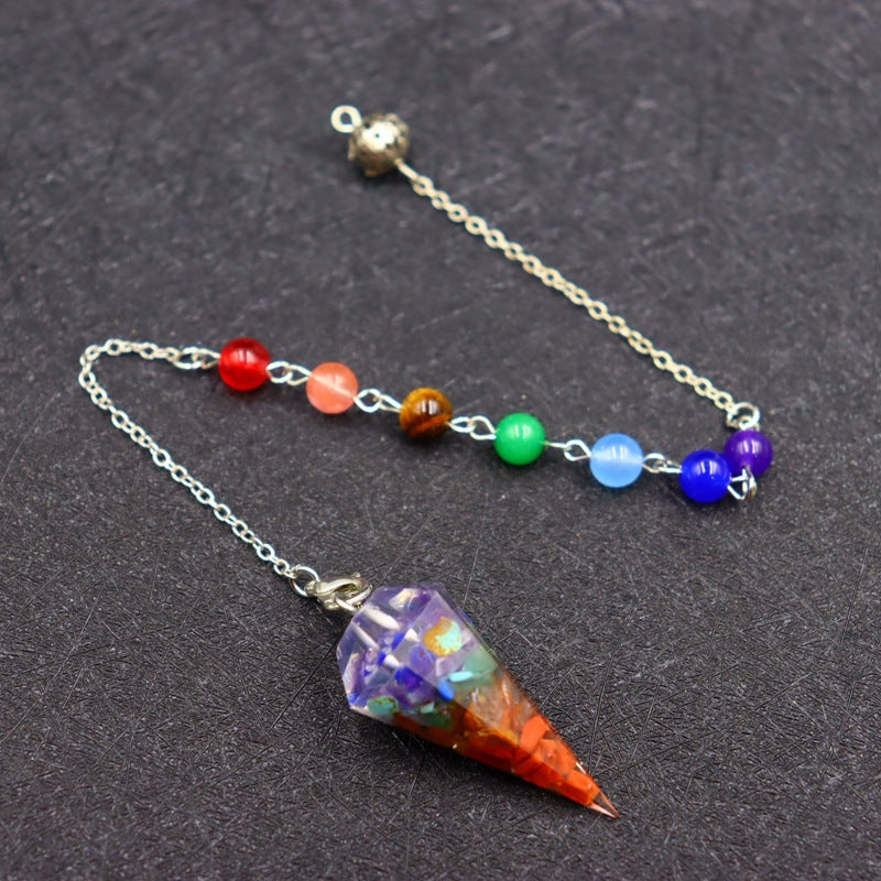 Gravel Resin Colorful Hexagonal Cone Hexagon Pendants