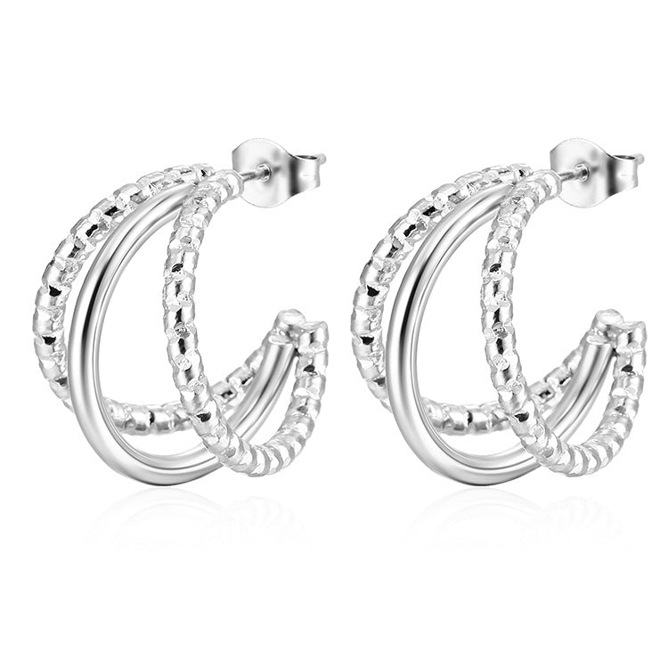 Women's Gold-plated Pattern Line Stainless Steel Trendy Earrings