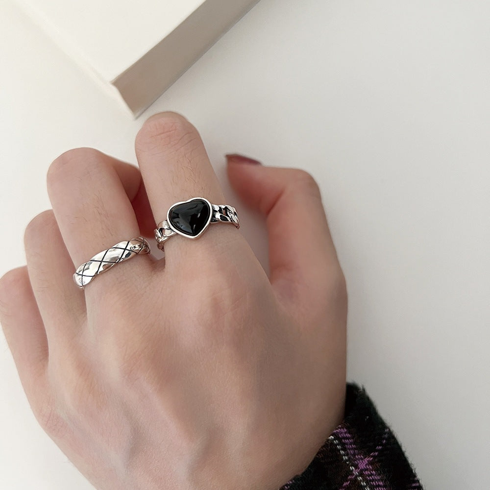 Love Mesh Female Personalized Minority Design Sense Geometric Open Index Ring